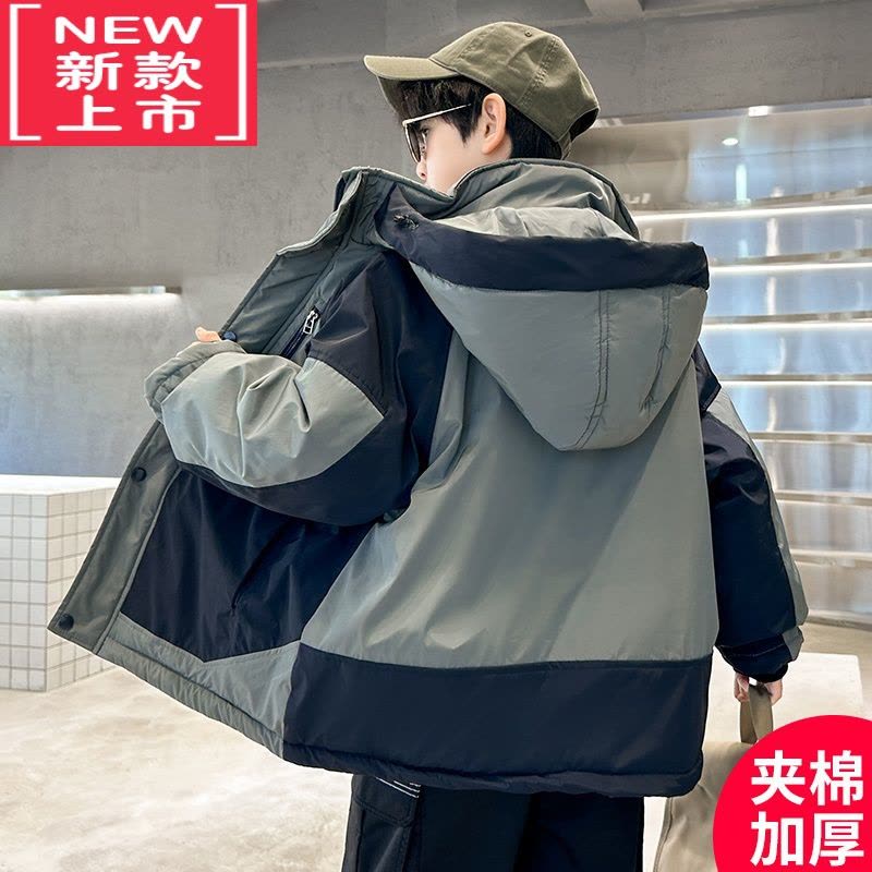 可莉允儿童装男童棉服2022新款秋冬装夹棉加厚外套中大童男孩冬季棉衣潮图片