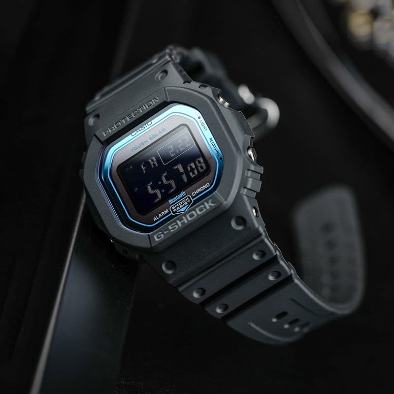 CASIO旗舰店卡西欧手表男小方块电子表G-SHOCK炫夜之城运动时尚休闲蓝牙太阳能电波石英表男表GW-B5600BC图片
