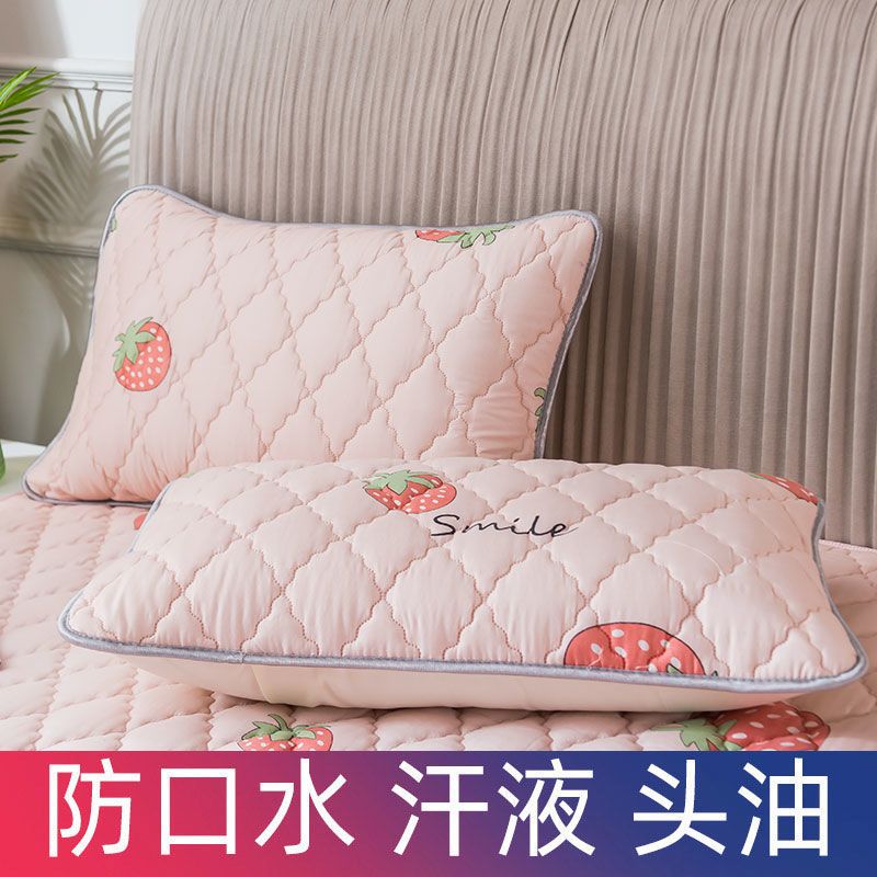 枕套一对装枕巾单人枕头套保护枕芯套48*74cm 大大草莓 夹棉防水枕套48*74cm单只装