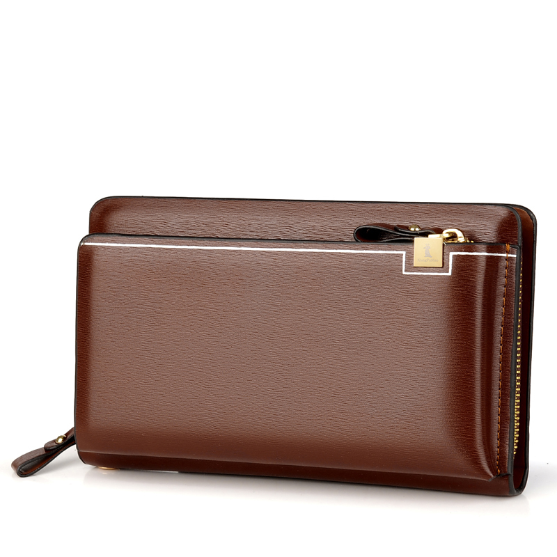 男士手拿包休闲带手绳手抓包大容量双拉链长款皮手包视频