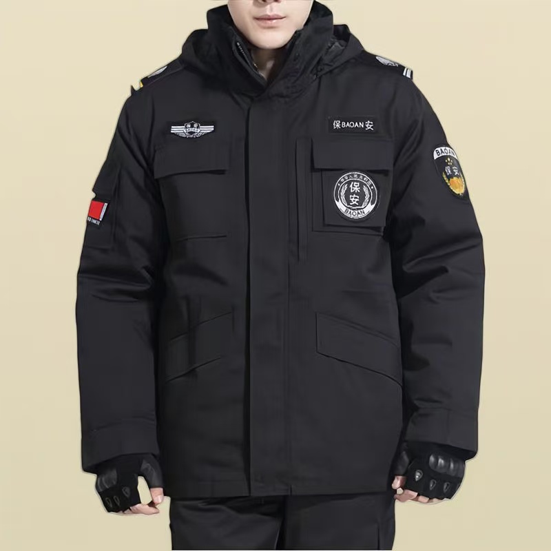 路安保安检服棉大衣带贴牌件高清大图