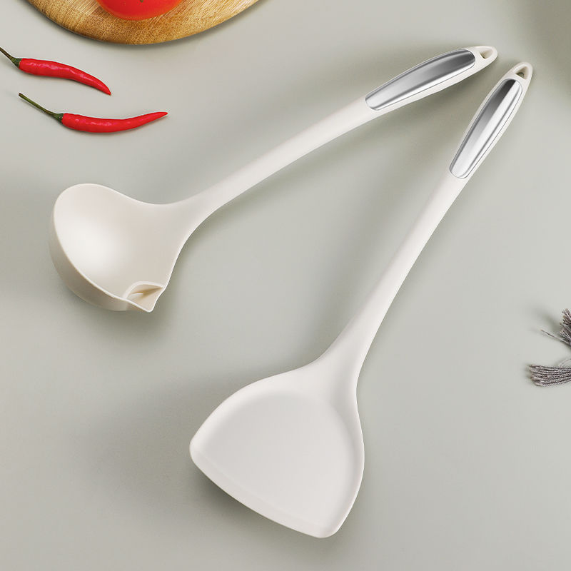 食品级硅胶汤勺盛汤勺去油勺炒菜铲厨房耐高温长柄锅铲勺全套8138高清大图