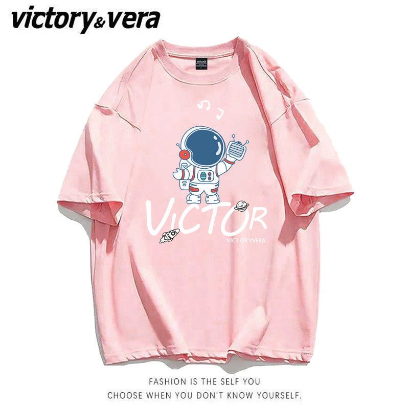 VICTORYVERA黑色短袖t恤女2022夏季新款韩版宽松字母印花半袖上衣