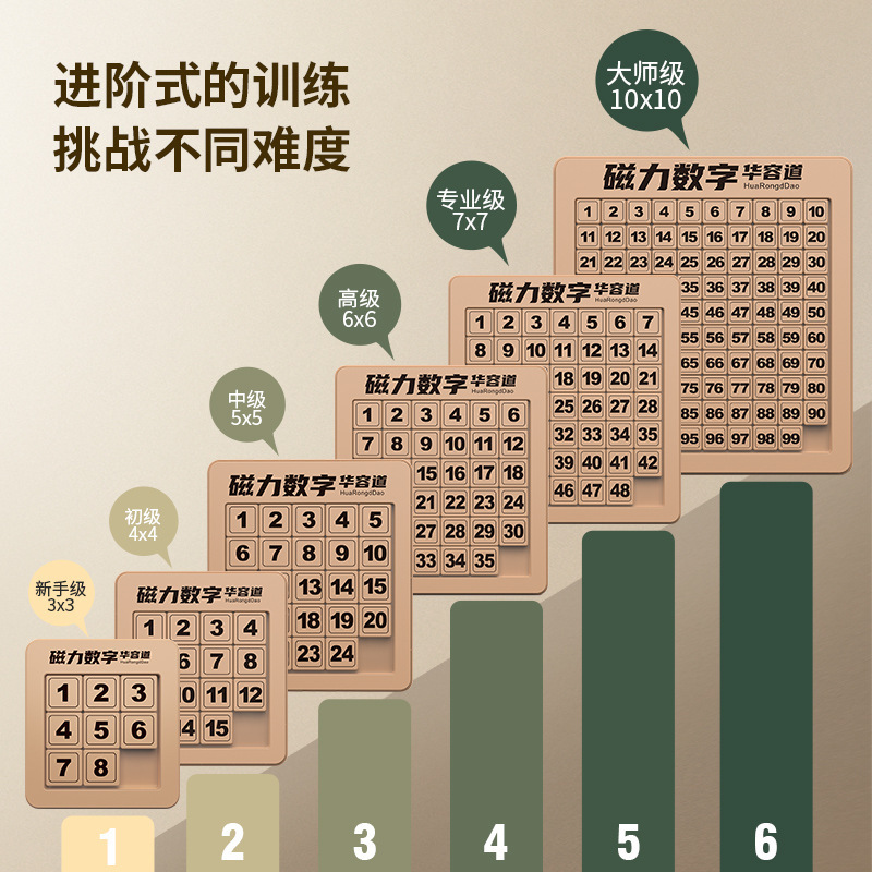 数字华容道滑动拼图磁力版三国儿童益智数学玩具大脑思维训练951