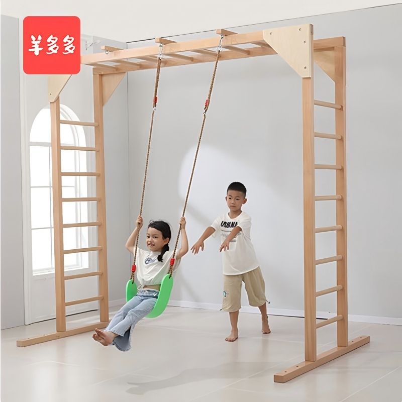 羊多多悬吊秋千儿童游乐玩具设备感统训练器材 扁绳网1.45*1.05+配件高清大图