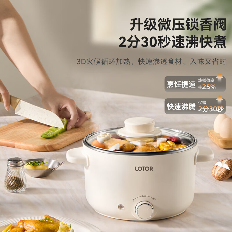 LOTOR电煮锅多功能家用电热火锅锅煎炒蒸煮电炒菜炒锅一体式插电高清大图