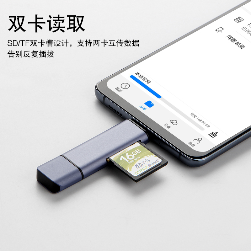 久宇 华为Mate30读卡器mate X/Xs/30/20手机读SD单反相机TF卡多功能type-c安卓USB高速读写