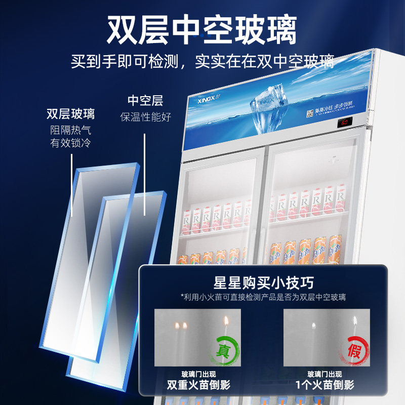 星星(XINGX) LGC-900FYE 大容量商用冷藏饮料柜二级能效风直冷冷藏两门立式展示柜饮料柜高清大图