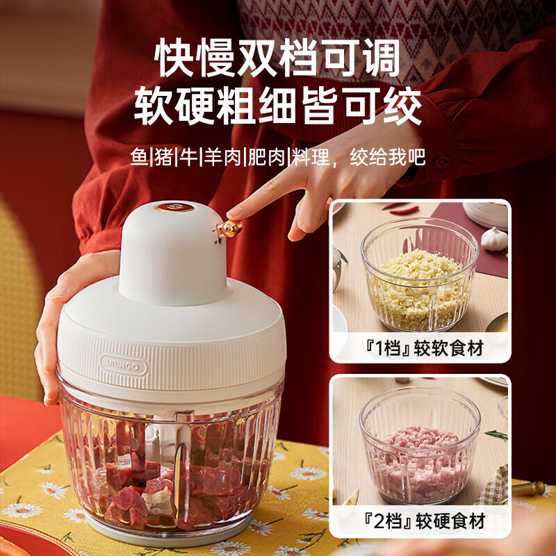 七彩叮当绞肉机2L双档调节点动绞打磨砂防滑立体刀片JR01高清大图