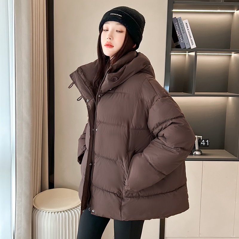 25冬装新款女连帽棉衣女短款宽松棉服韩版女式羽绒棉棉衣棉袄 XXL 咖色