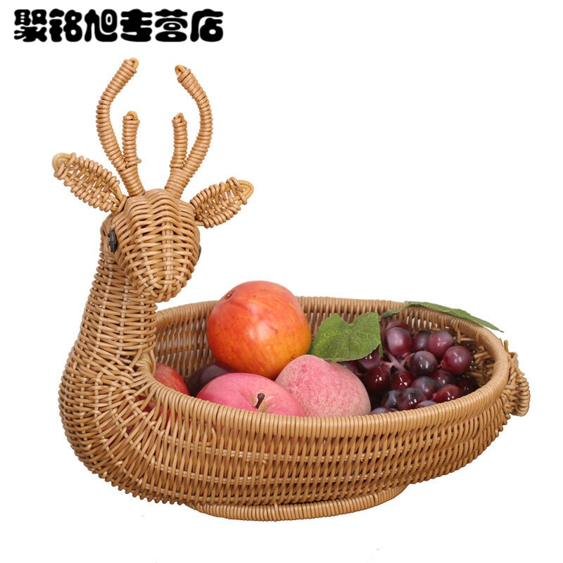 水果盘客厅创意家用现代水果篮仿藤编收纳筐面包篮蔬菜糖果点心篮简约餐具用品
