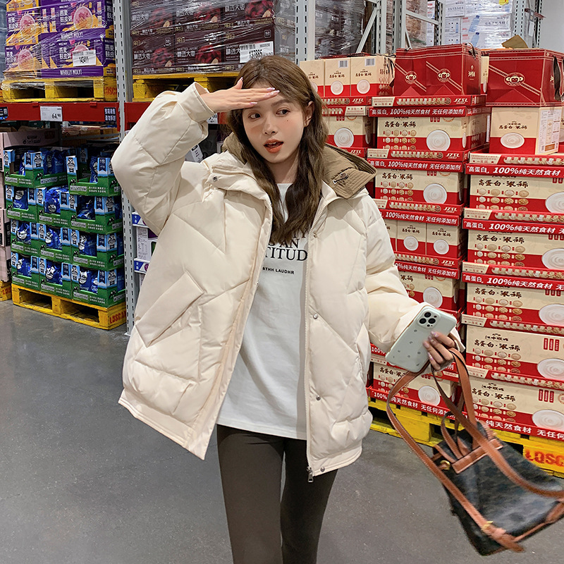 连帽面包服短款羽绒棉衣棉服女2023年新款潮秋冬季宽松外套厚棉袄