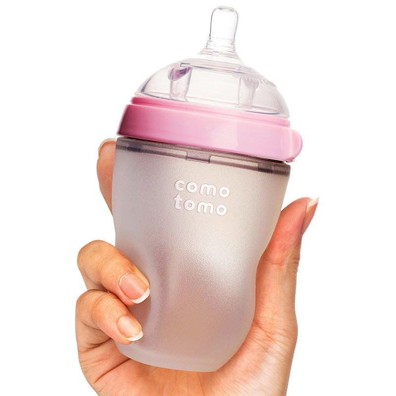 Comotomo/可么多么 EN250TP 婴儿全硅胶奶瓶 粉色 250ML 两个装 美国直采