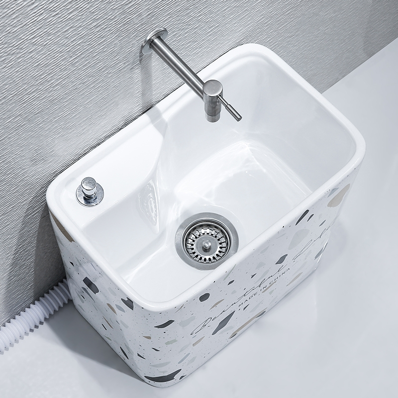 北欧家用小号拖把池陶瓷知渡卫生间洗拖布池墩布池阳台地拖拖布盆