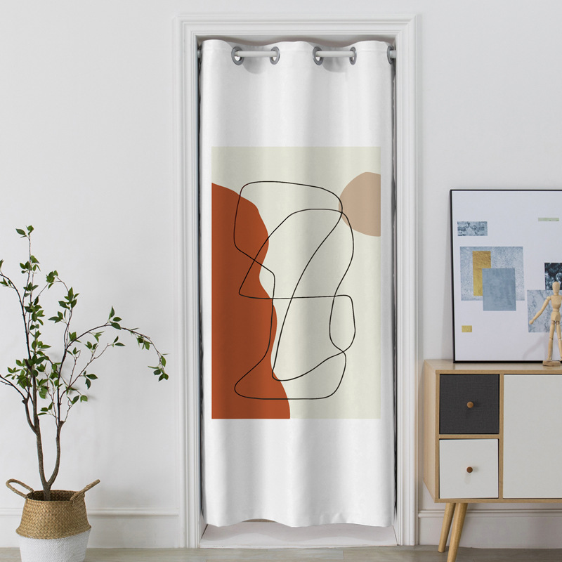 幸福派 门帘隔断帘免打孔家用卧室卫生间厨房柜子遮挡布帘子北欧风门帘布艺遮挡窗帘隔断帘帘子家用卧室厨房卫生间夏季防蚊门帘 Q66北欧 定制联系客服