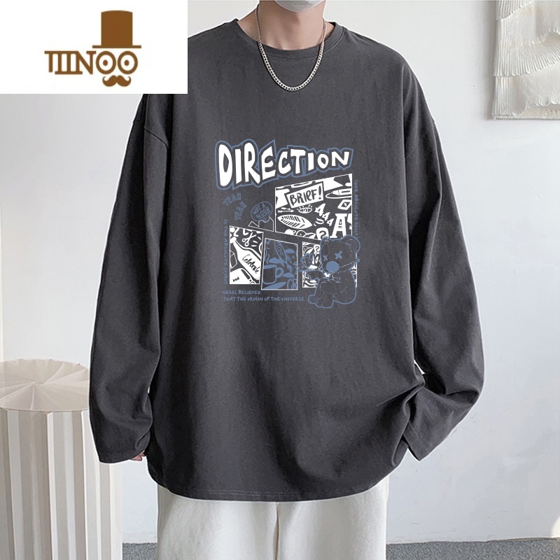 YANXU青少年男生长袖t恤男潮流初中高中学生上衣服薄款大码高清大图