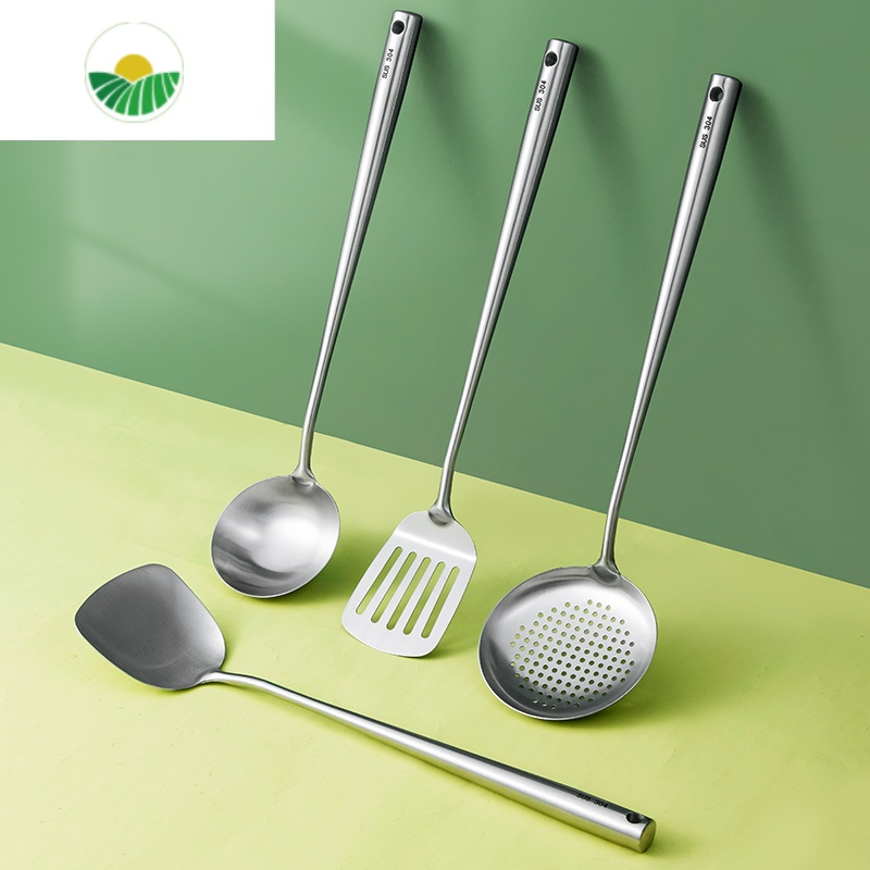三维工匠304不锈钢炒勺厨师专用炒菜勺子家用加长柄锅铲锅勺铲子汤勺