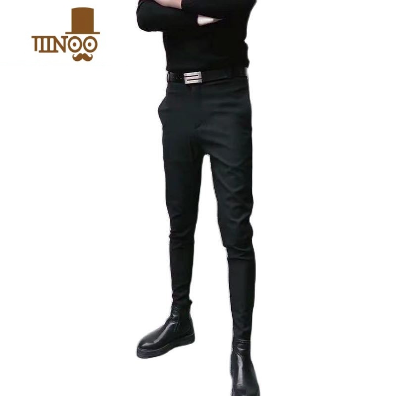 YANXU秋季精小伙修身束脚休闲长裤韩版百搭潮流青年西装裤男小脚西裤高清大图