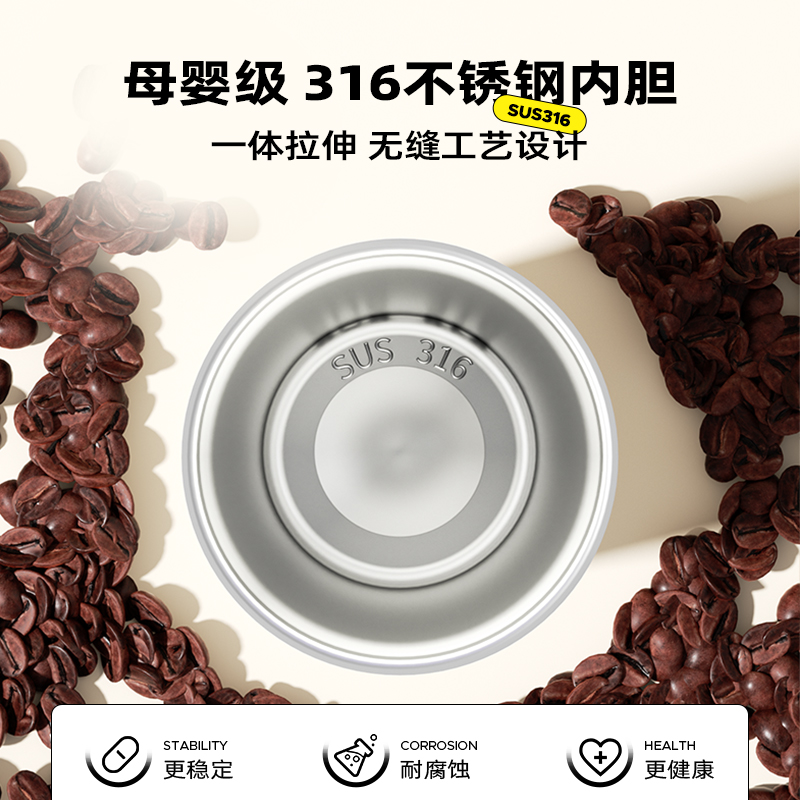 NONOOMINONO联名保温杯 吸管咖啡杯 保热保冷高颜值可爱办公水杯 316不锈钢内胆 防尘吸管