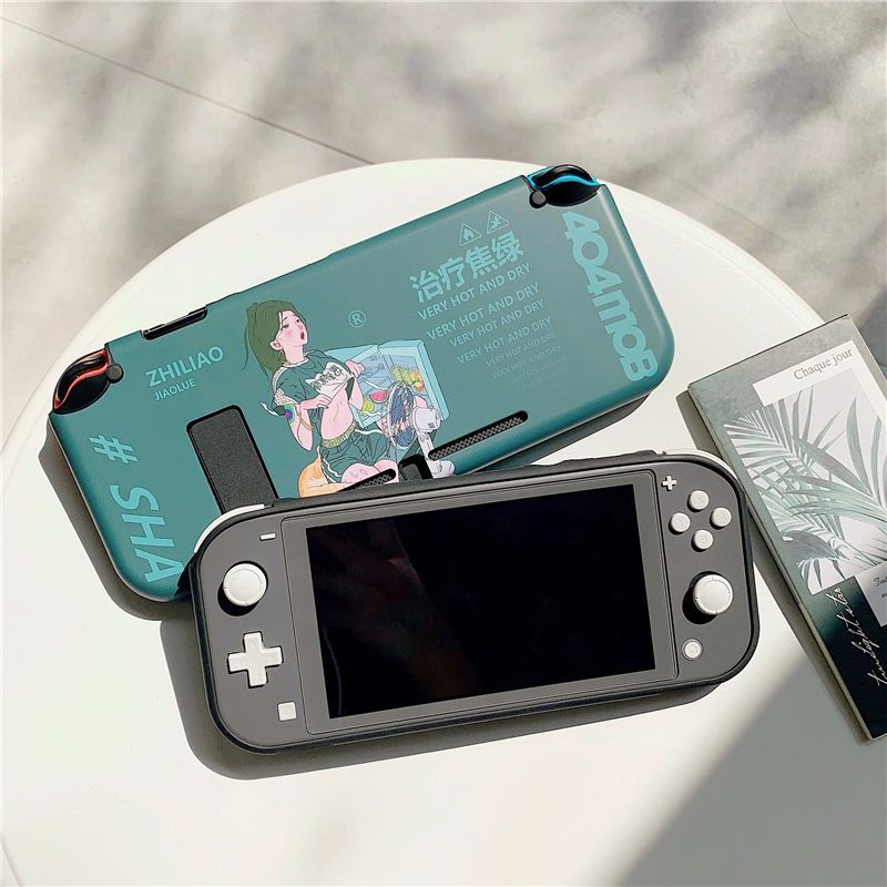 适用任天堂switch创意文字保护壳ns个性防摔lite分体磨砂硅胶软套 switch 分体 治疗焦绿