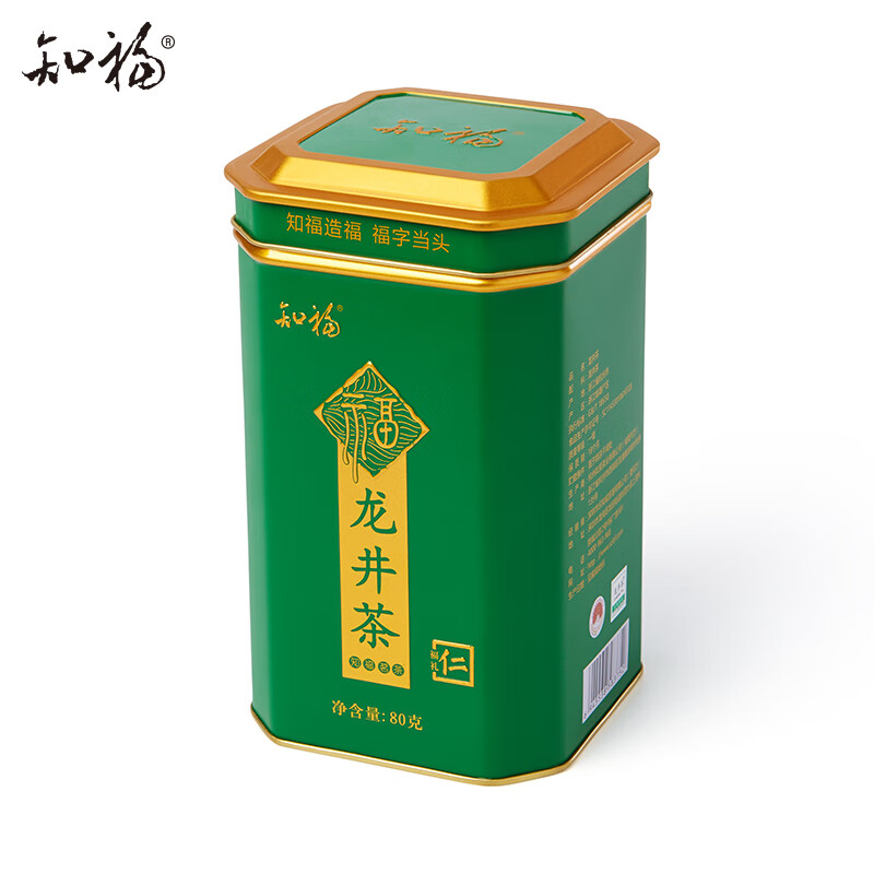 知福 龙井茶春茶浓香型嫩芽绿茶罐装80G