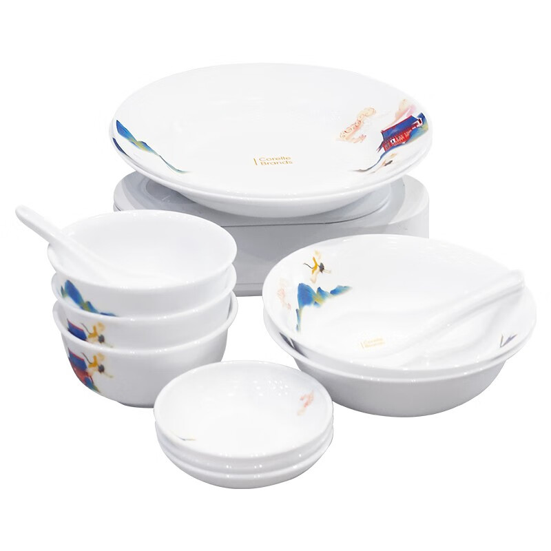 美穗吉家 康宁冰萃玲珑 盛世鸣和系列餐具13件套 CB-BSSM13/KZ/LS 高颜值 易清洁