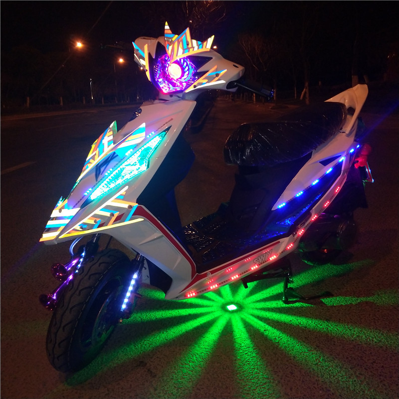 摩托车三代改装战速150踏板车白幽灵复古车一代上牌七彩色彩色荧光