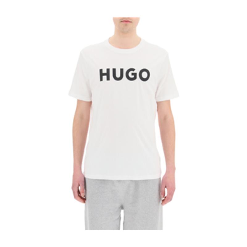 Hugo boss徽标短袖T恤男棉质直筒圆领休闲舒适胸前对比标志设计高清大图