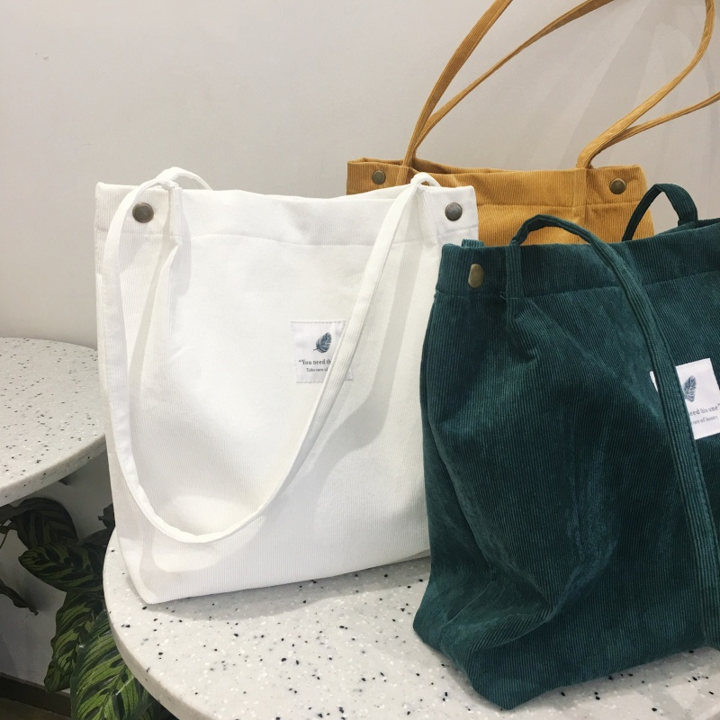 韩版慵懒风小清新复古灯芯绒女单肩包文艺森系chic手提袋帆布包