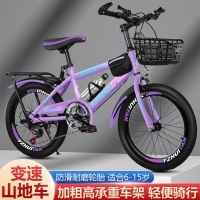 中小学生变速山地车男孩女孩通用中大童自行车2012学生款 升级单速带链条盒紫色 20寸适合125-140CM