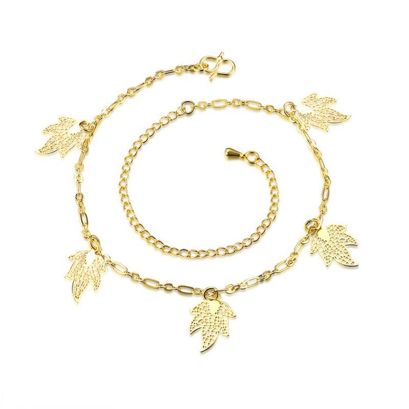 A044-A Women 18K yellow gold anklet jewelry 镀黄金色女脚链潮