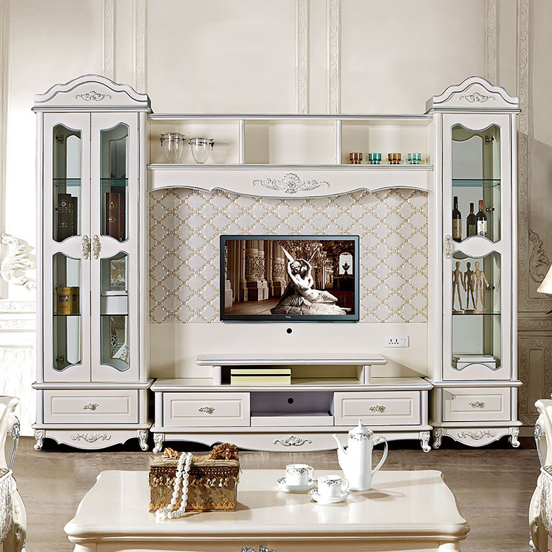 欧式田园烤漆美式电视柜客厅茶几组合现代简约小户型象牙白地柜定制18