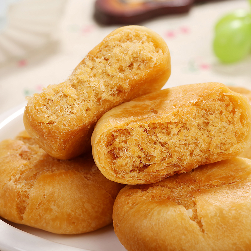 三只松鼠黄金肉松饼休闲食品传统糕点肉松饼456g*10袋
