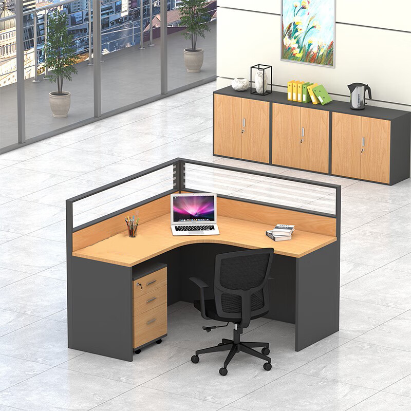 域赢办公桌屏风办公桌职员桌员工电脑工作位L型单人位高清大图