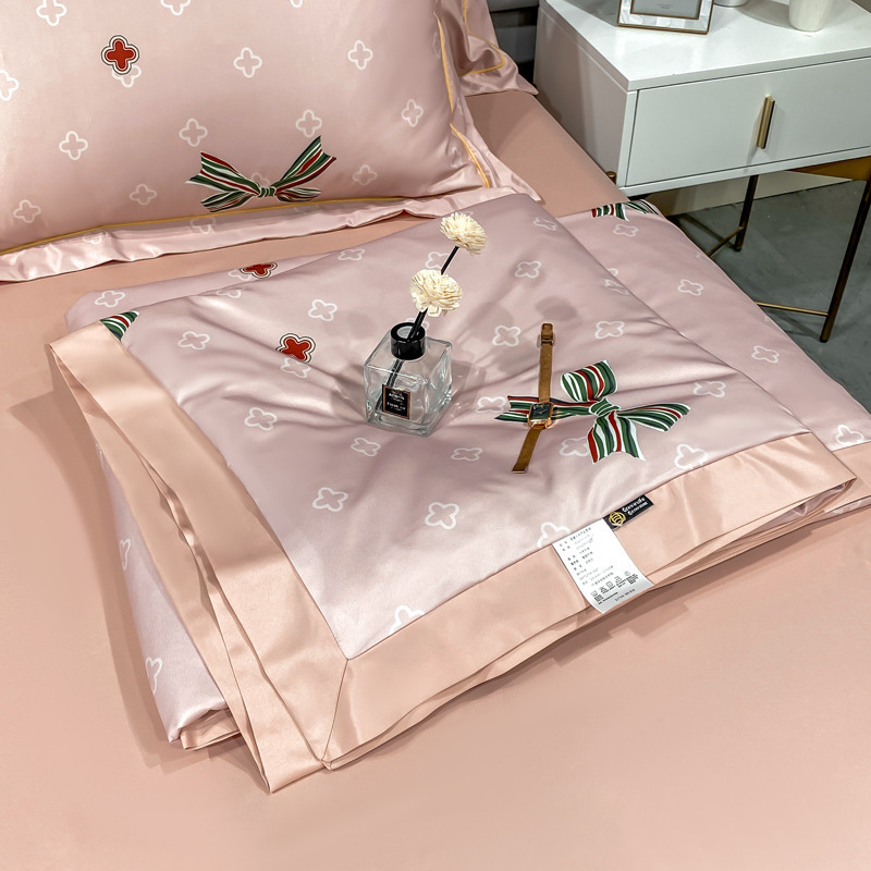 艾洛苏夏季轻奢空调被水洗天丝棉夏被四件套可机洗冰丝夏凉被仿真丝