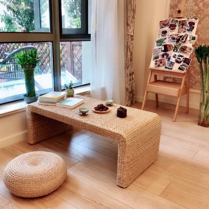 榻榻米闪电客茶几日式茶桌组合阳台飘窗桌编藤编地台小炕桌矮桌子
