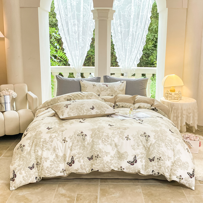 雅鹿-全棉印花亲肤四件套ZZLY-YLT2505（花色：福气叠叠）高清大图