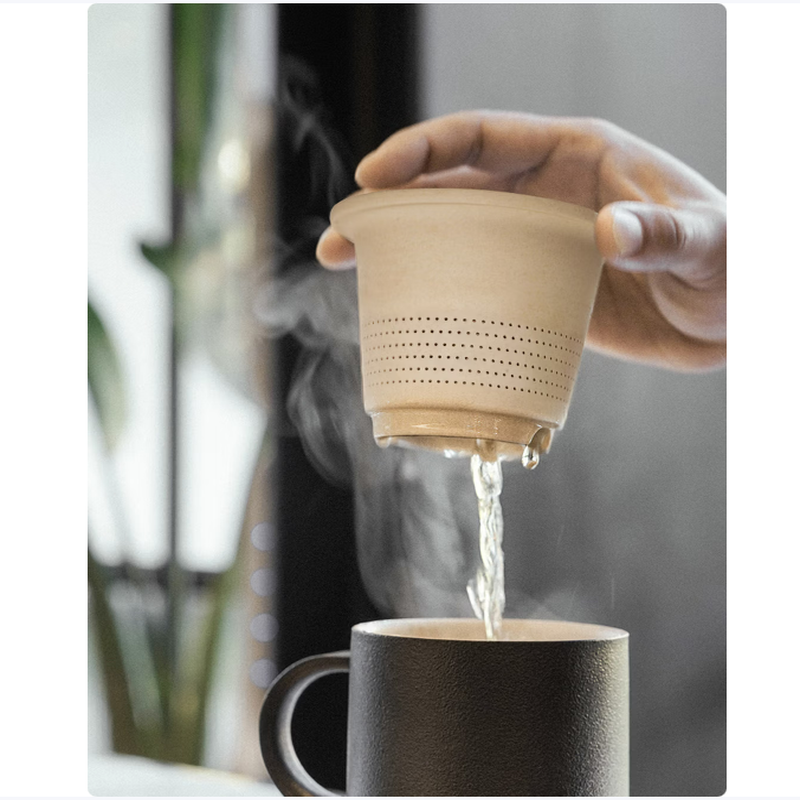 万仟堂陶瓷茶杯 高档办公杯带盖创意水杯送男友茶水分离杯水杯茶杯 望杯高清大图