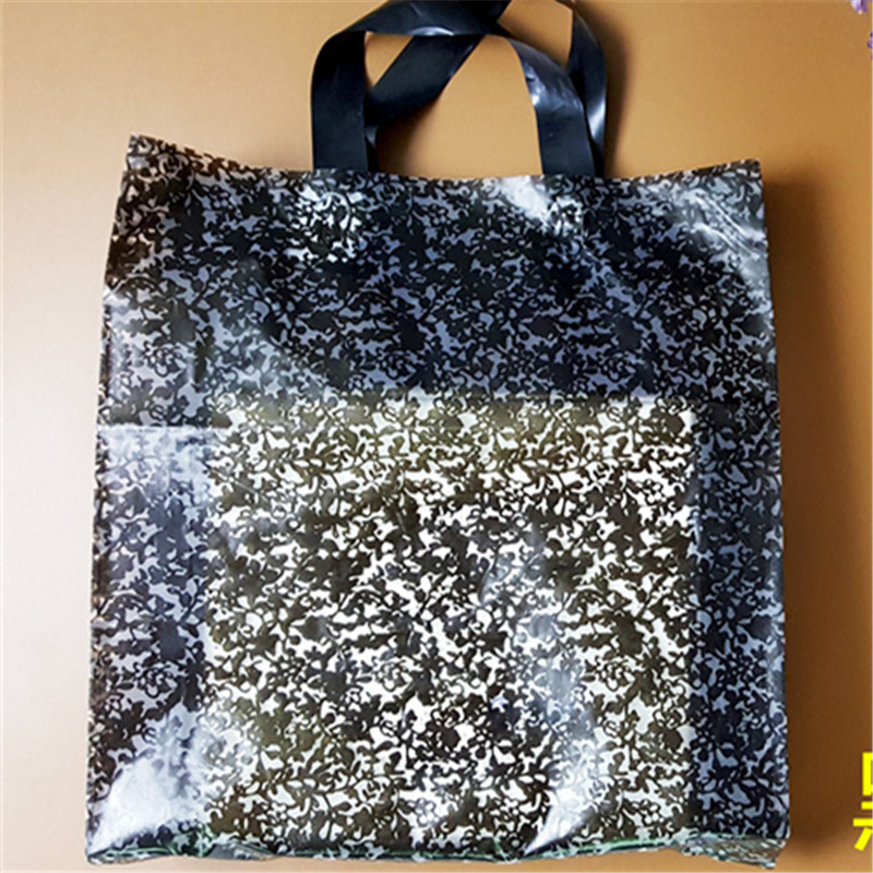 加厚服装衣服袋手提袋装衣服店袋子包装化妆品袋胶袋z1|黑雪花 宽3843