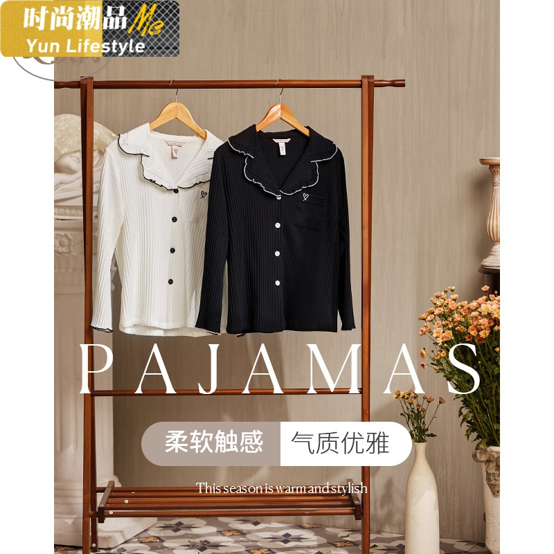 YUNWUXIN庆同睡衣女秋冬季棉长袖三件套可外穿棉春秋款显瘦家居服套装睡衣