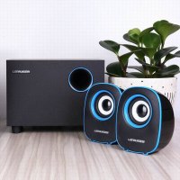 乐放/LOYFUN木质音箱台式迷你小电脑音箱音响桌面低音炮套装 多媒体音箱 D230 有线版黑蓝色