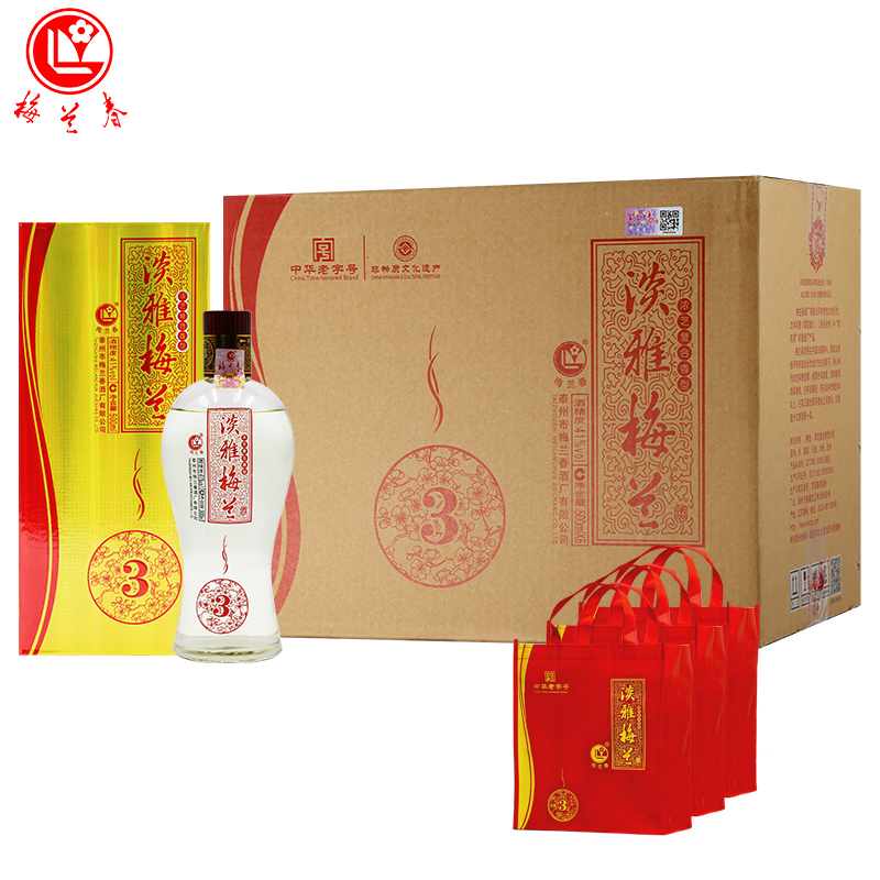梅兰春 41.8度淡雅3 500ml整箱 浓芝复合香型白酒 百姓口粮酒 中华老字号 产自江苏泰州
