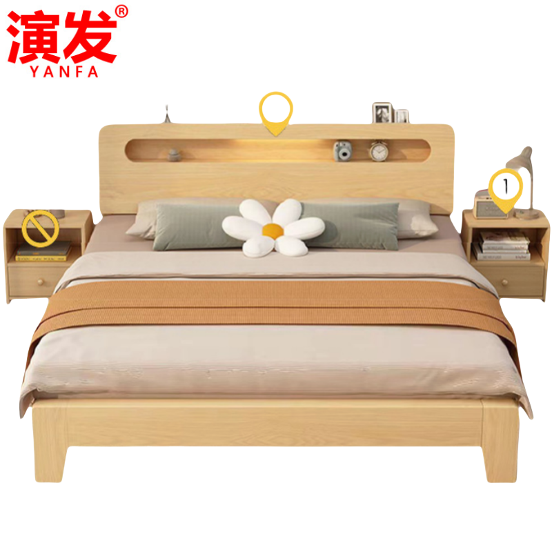 木制床+2柜120*200cm 张高清大图