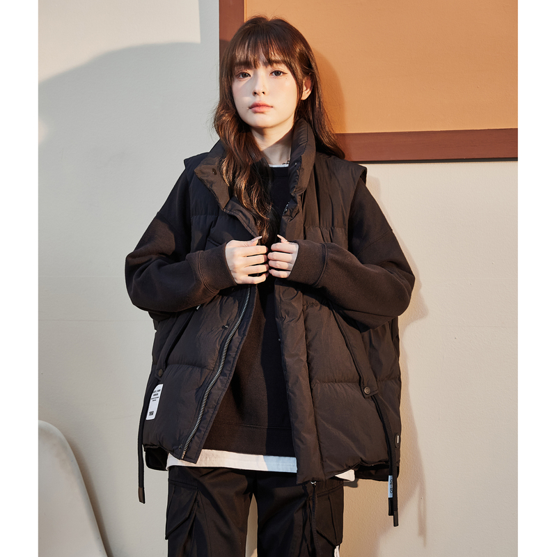 唐狮短款棉衣马甲女外穿2023冬季新款立领无袖坎肩秋冬马甲棉服K_47高清大图