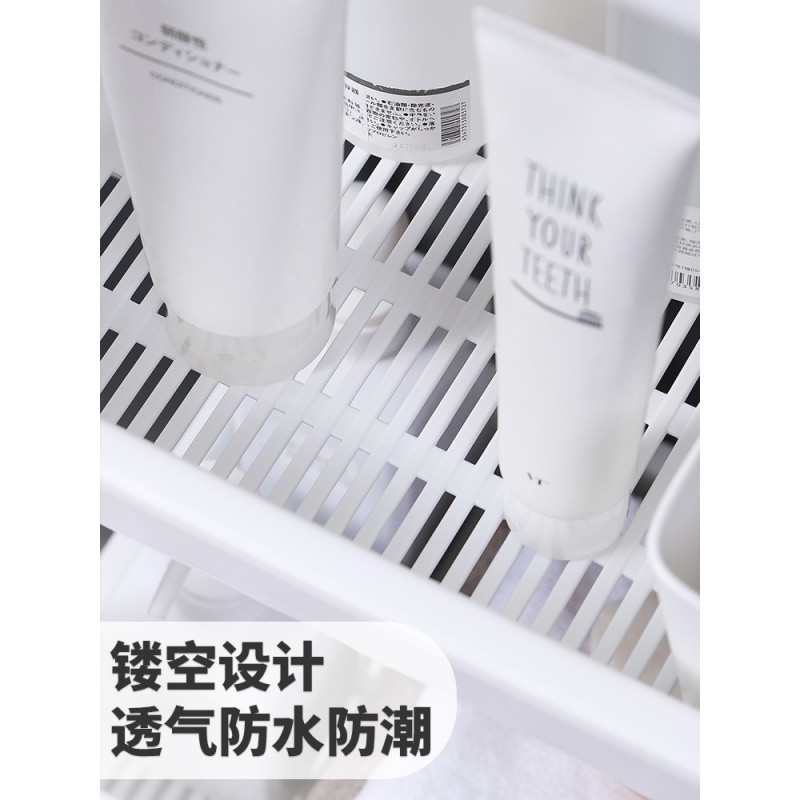 浴室放洗浴用品的的架子置物架卫生间洗漱洗发水沐浴露收纳落地 三维工匠 2层(送小收纳筐)储物架高清大图