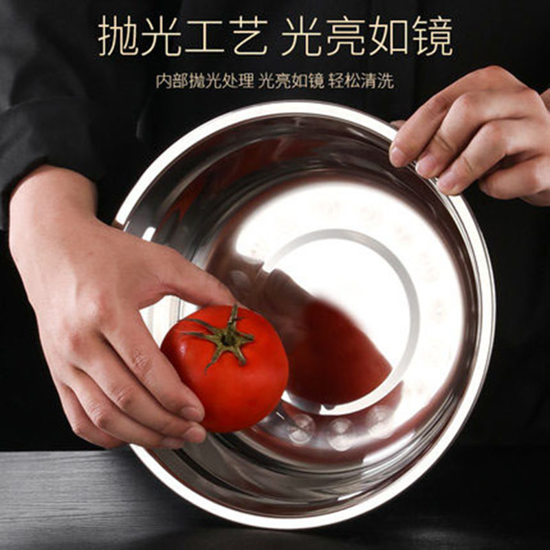 顺心优 特厚不锈钢无磁汤盆 18cm/个高清大图