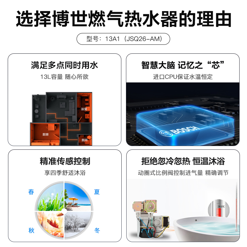 博世(BOSCH)博世13升JSQ26-AM燃气热水器家用天然气恒温热水器
