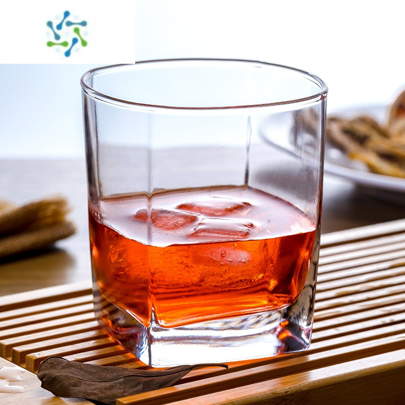 三维工匠威士忌酒杯水晶玻璃洋酒杯烈酒杯啤酒杯欧式创意套装家用四方杯 君子款320ml 6只装+沥水盘