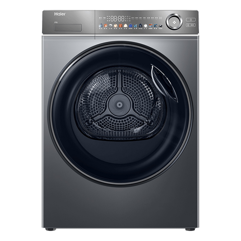 海尔HGS100-356热泵式烘干机极夜灰10kg大容量低噪前开变频设计