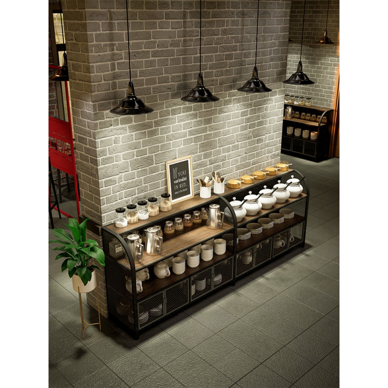 自助串串香火锅店调料台复古餐边柜闪电客烧烤调味佐料酱料台餐厅备餐